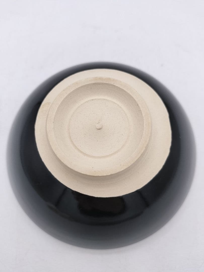 c773 数茶碗 黒仁清　独楽文 手塚桐鳳 10客 木箱 茶道具 古物
