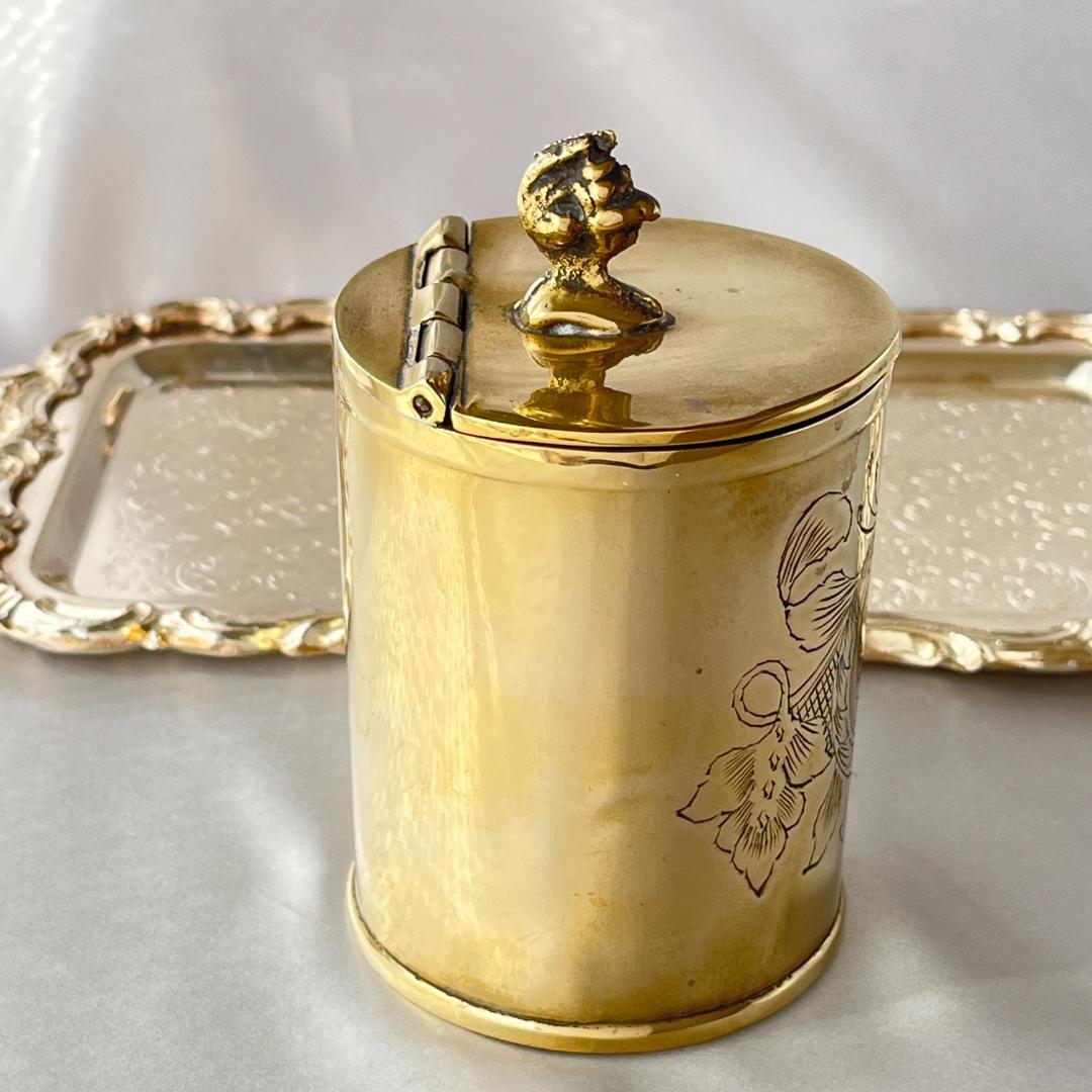 【英国】騎士のティーキャディー【シルバープレート】ゴールド