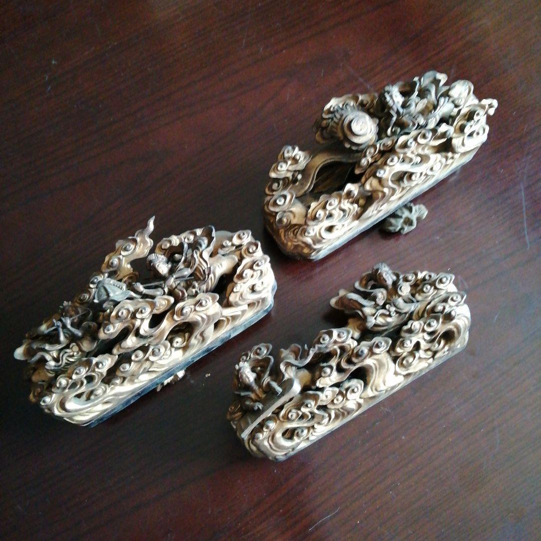 木製仏具　金色天女装飾　20cm　江戸後期～昭和初期