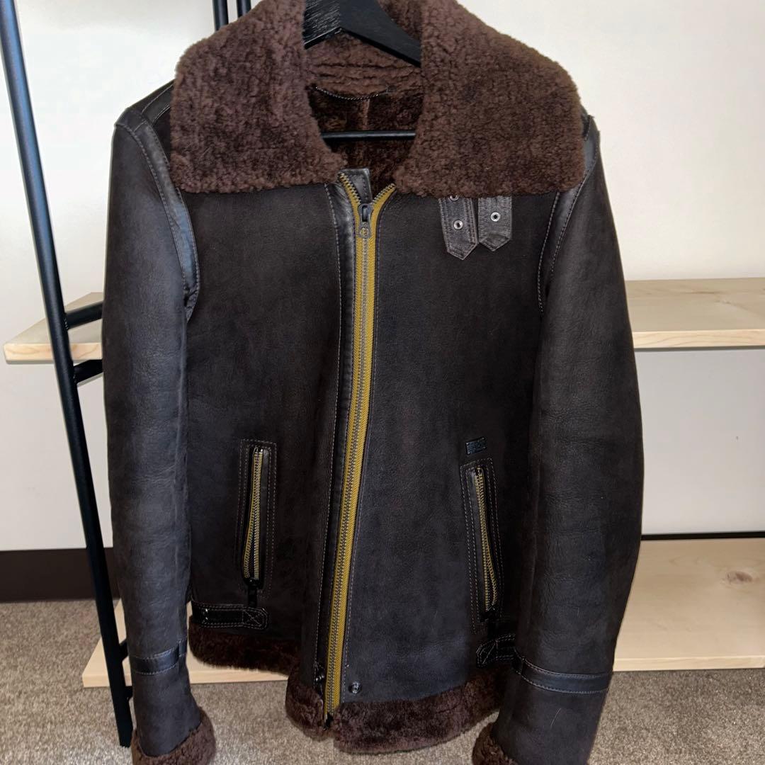 DIESEL ブラウン　羊革　M トルコ　ボア　ブラウン　フライトジャケット