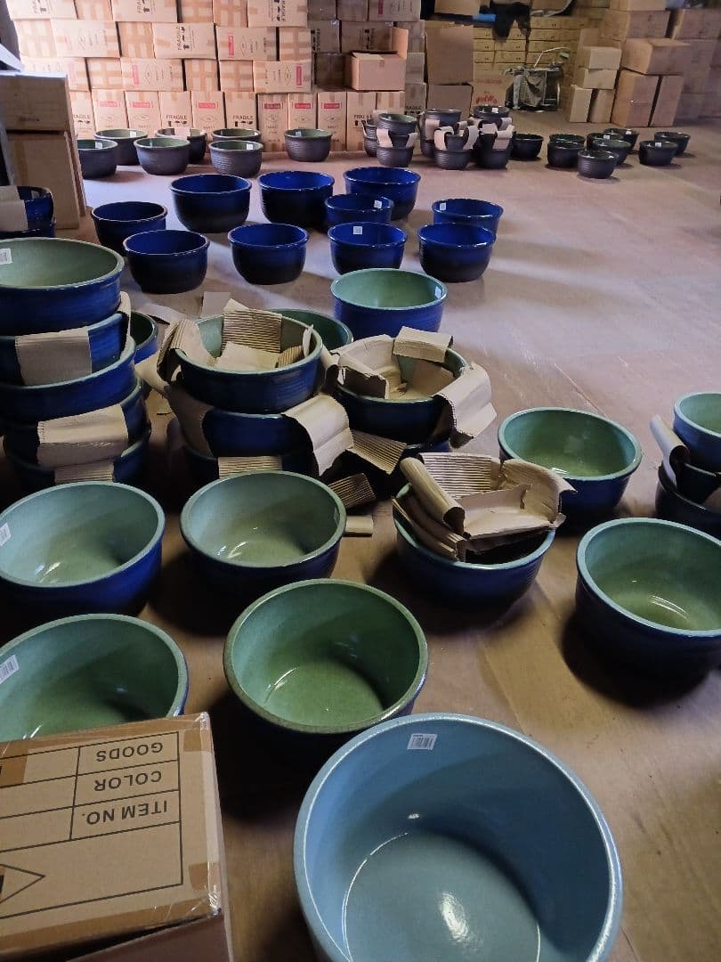 新品　∅50特大　陶器　睡蓮鉢　手造り　メダカ鉢　難有　ラピスブルー　青　LDB