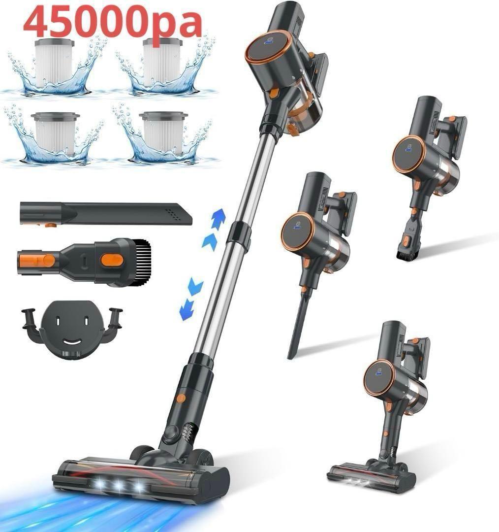 コードレス掃除機45000pa強力吸引 スティッククリーナー 60分連続稼働