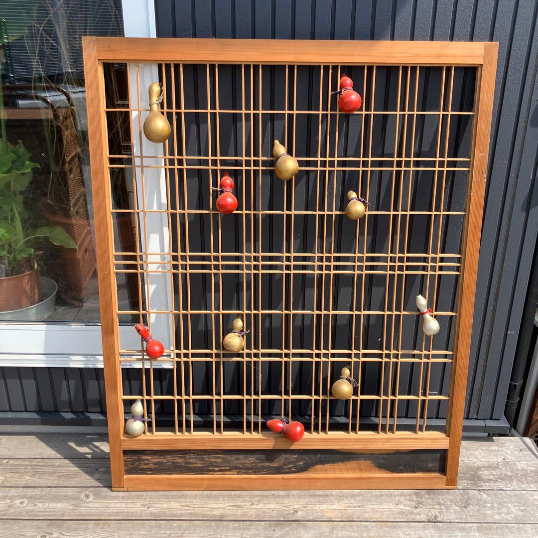 アンティーク建具 組子細工格子 透かし建具 襖 骨董品 欄間 みやび格子 瓢箪