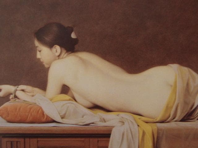 森本草介、【横になるポーズ】、希少な額装用画集より、新品額装付