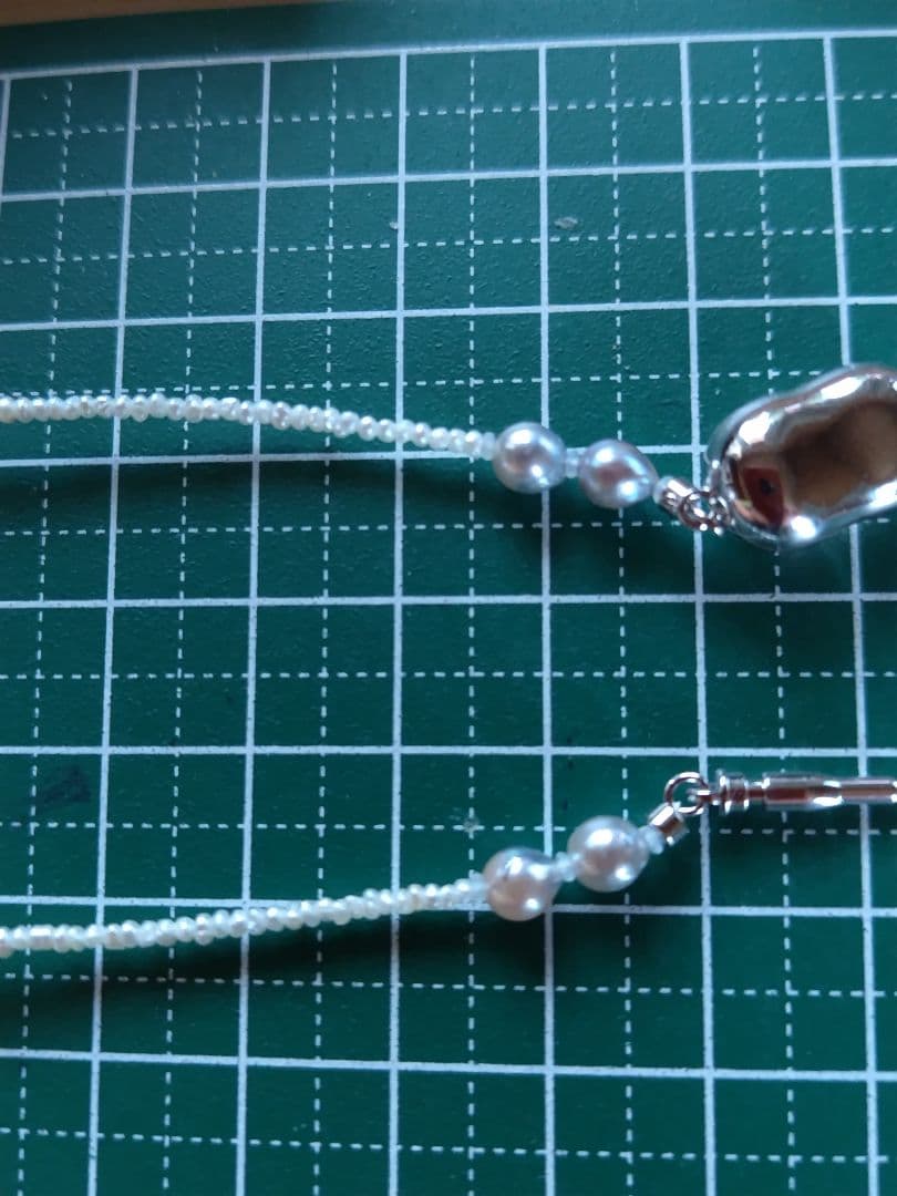 アコヤ真珠シルバーグレーの大珠、あこや砂芥子パールのネックレス