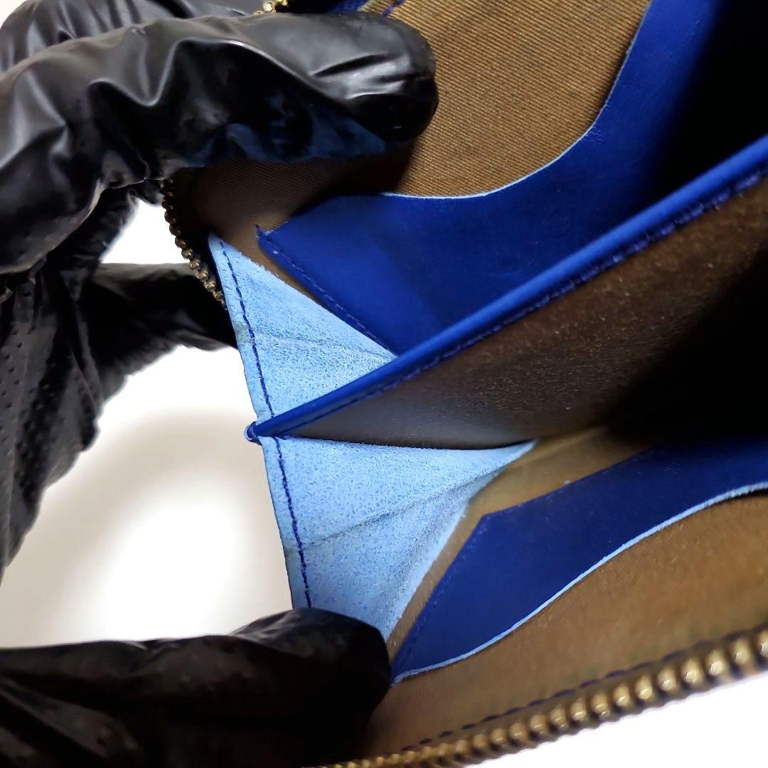 週末限定完売品　イルビゾンテ　二つ折り財布　ロイヤルブルー　ゴールド　牛革レザー