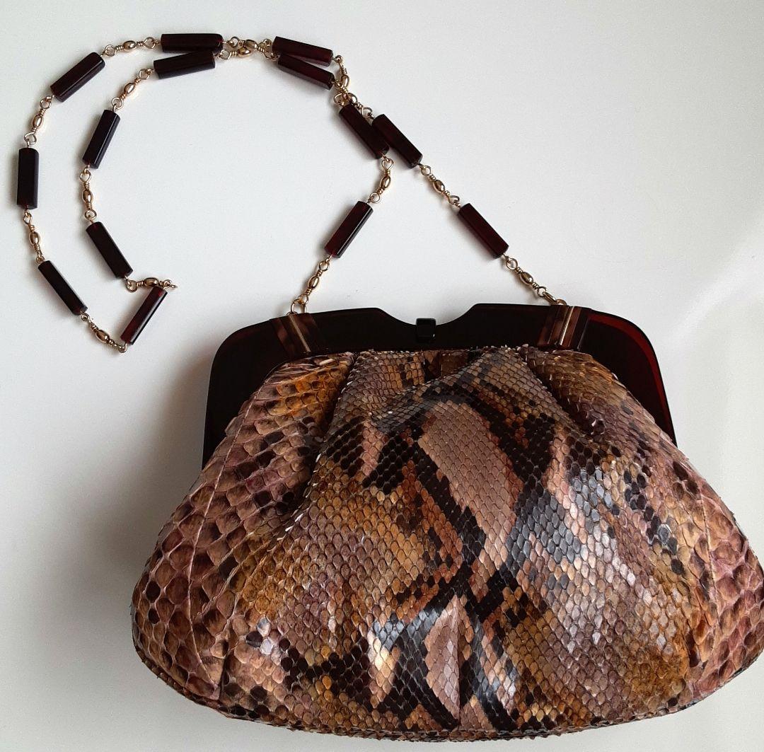 【新品未使用】ヘビ革 クラッチバッグ スネークパターン