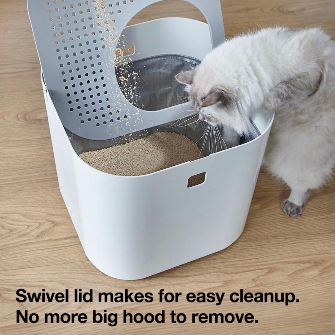 通気孔付き猫用トイレ ホワイト　モデキャット　グレー　新品