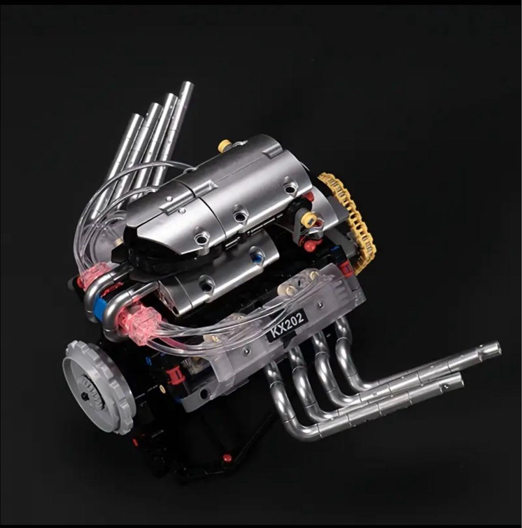 V8エンジン 模型 ブロック 組立 STEM教材 車 模型 電動モデル