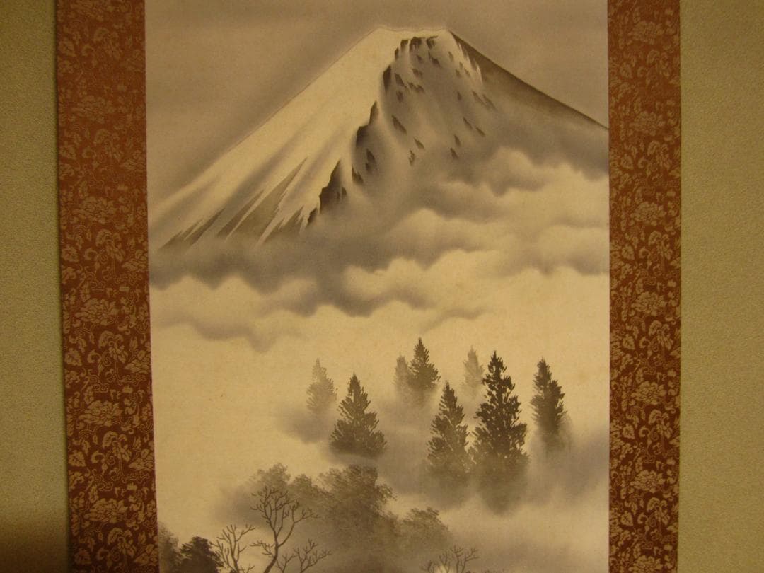 ◆掛軸 水墨画 華岳◆Japanese arts hanging scroll