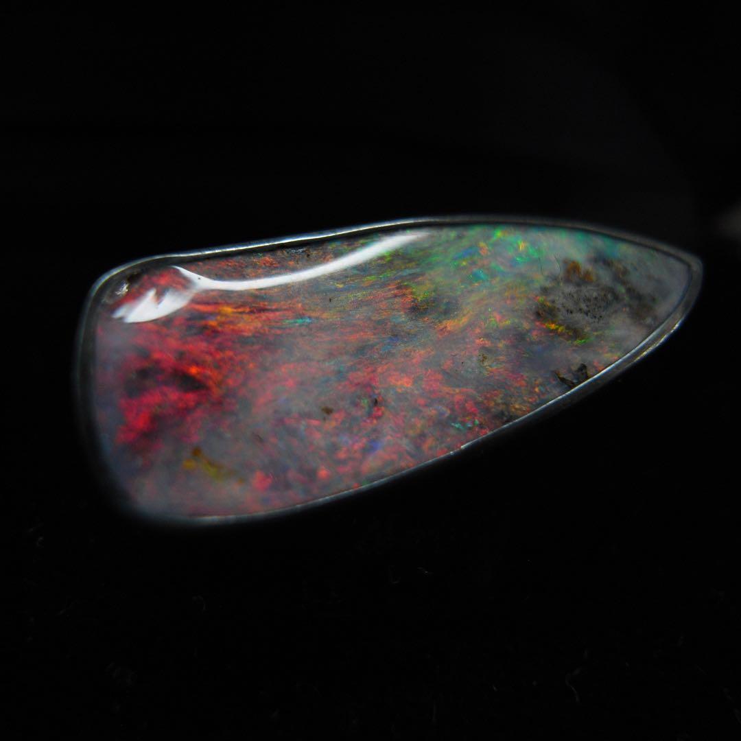 希少 大型 アンティーク 宝石 ジュエリー 遊色 ボルダー オパール ブローチ