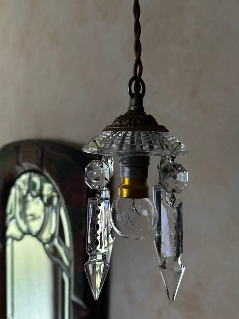 20's フランス アンティーク 希少なスピアドロップの可愛いミニシャンデリア＊