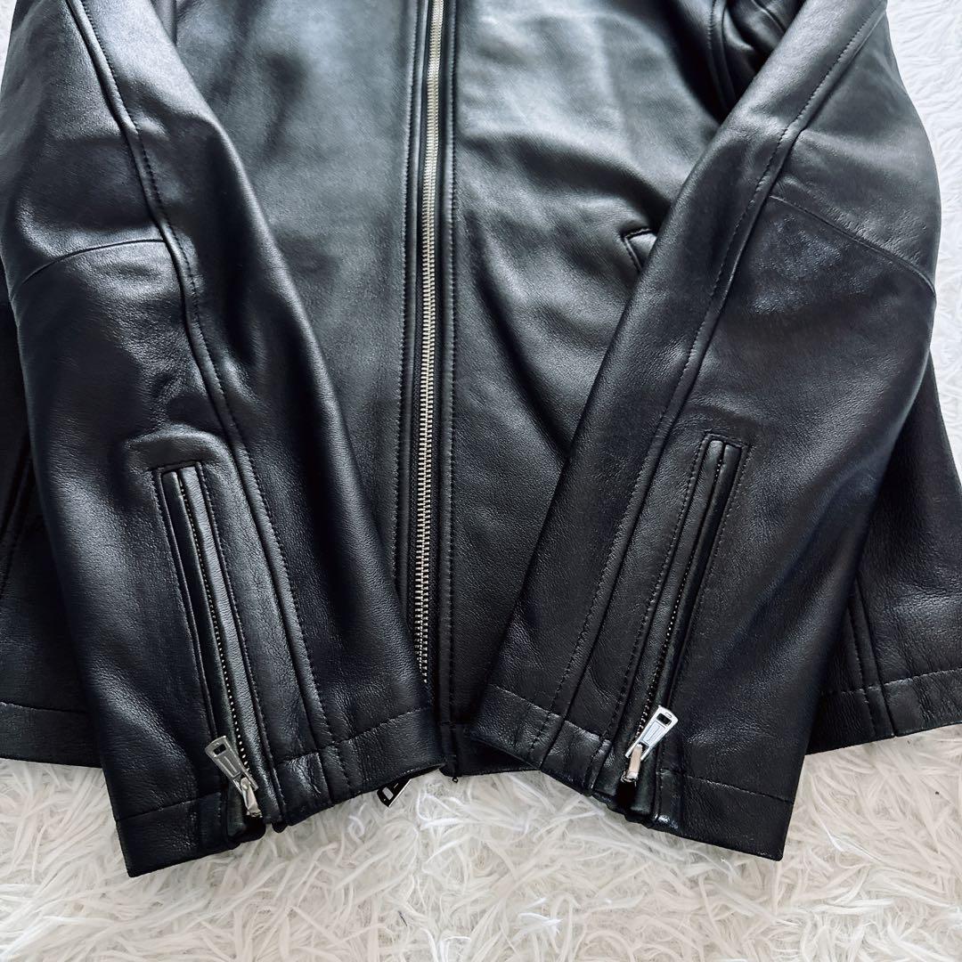 【SHIPS】シングルライダース 羊革 ブラック Lサイズ