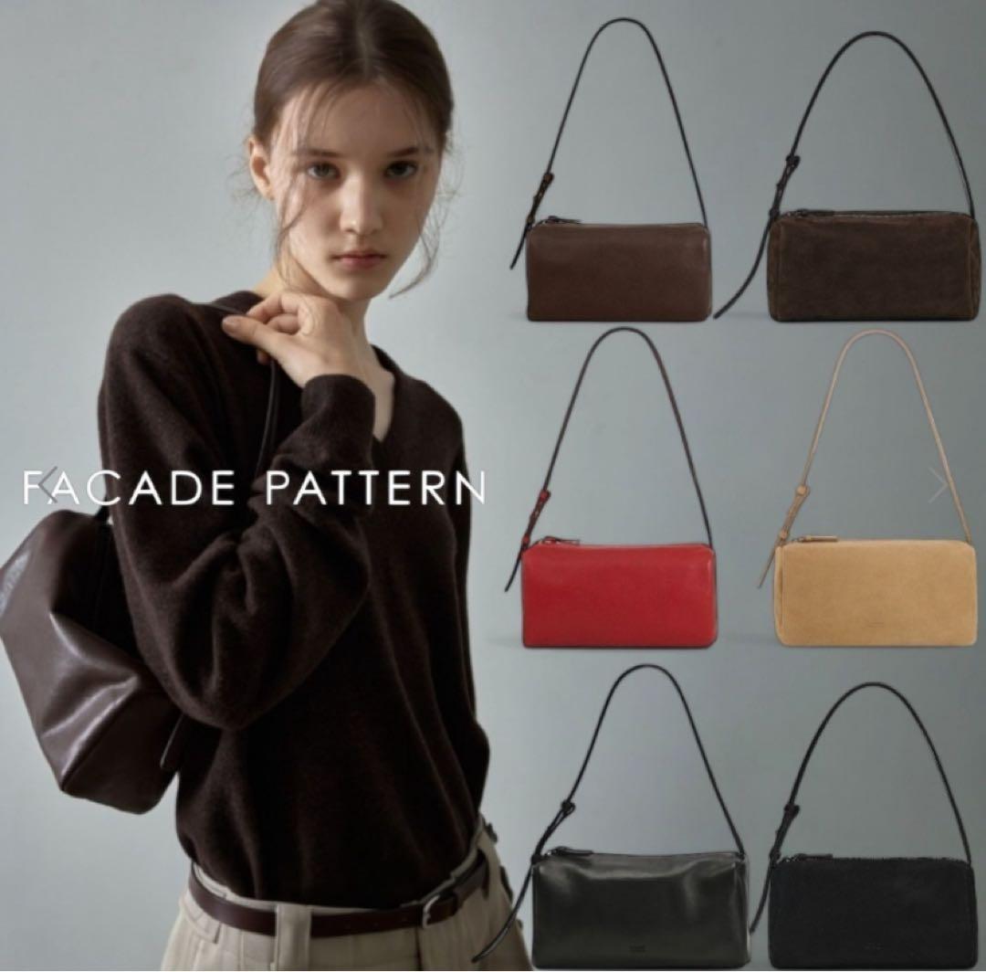 韓国発⭐︎FACADEPATTERN ボックスバッグ本革　スエード　ブラウン