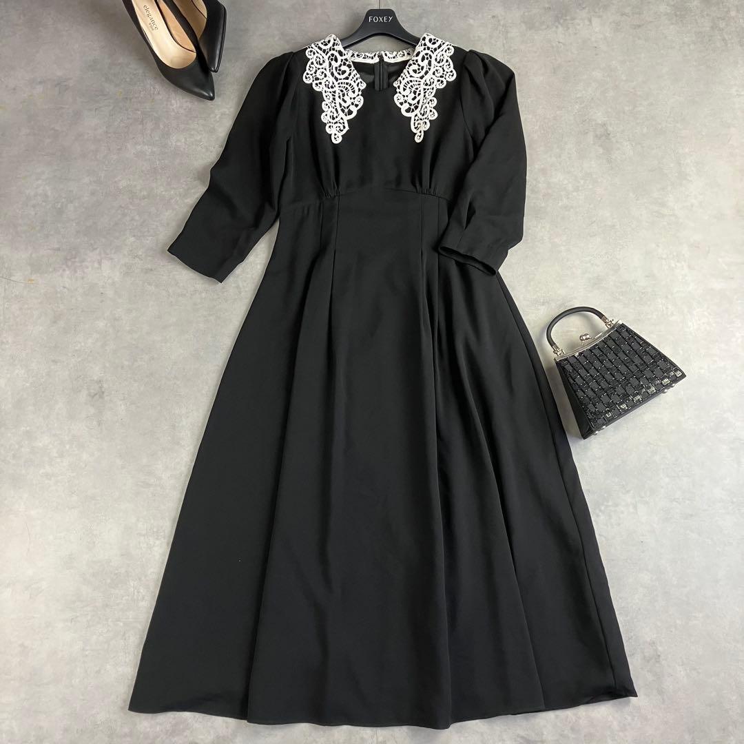 etoll. レースカラー7部袖ロングワンピース ドレス L 2way 結婚式