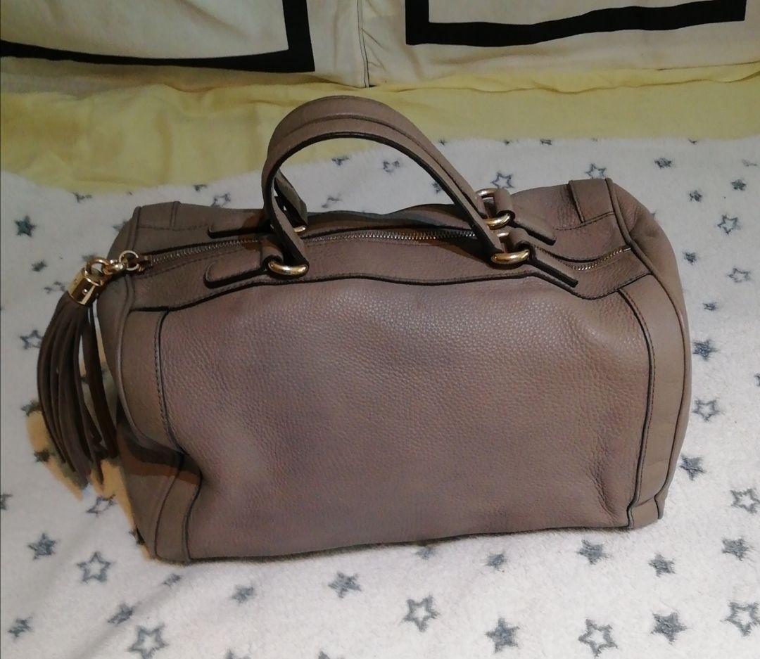 GUCCI　グッチ　ソーホー　SOHO ミニボストン　本革　タッセル　GGロゴ