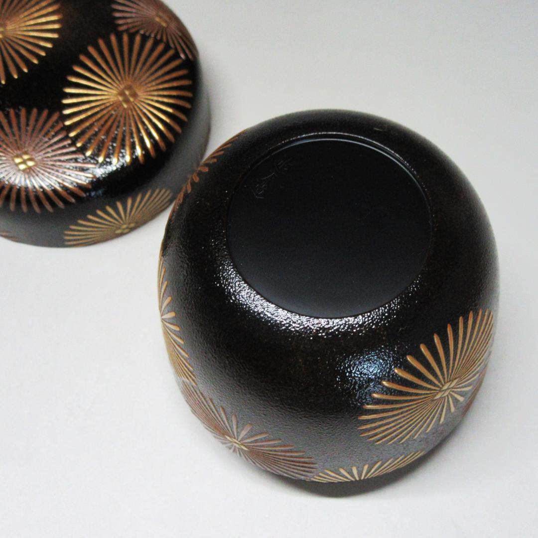 金銀唐松蒔絵錆塗大棗 漆匠川端近左作 共箱/二重箱 茶道具 CU-26