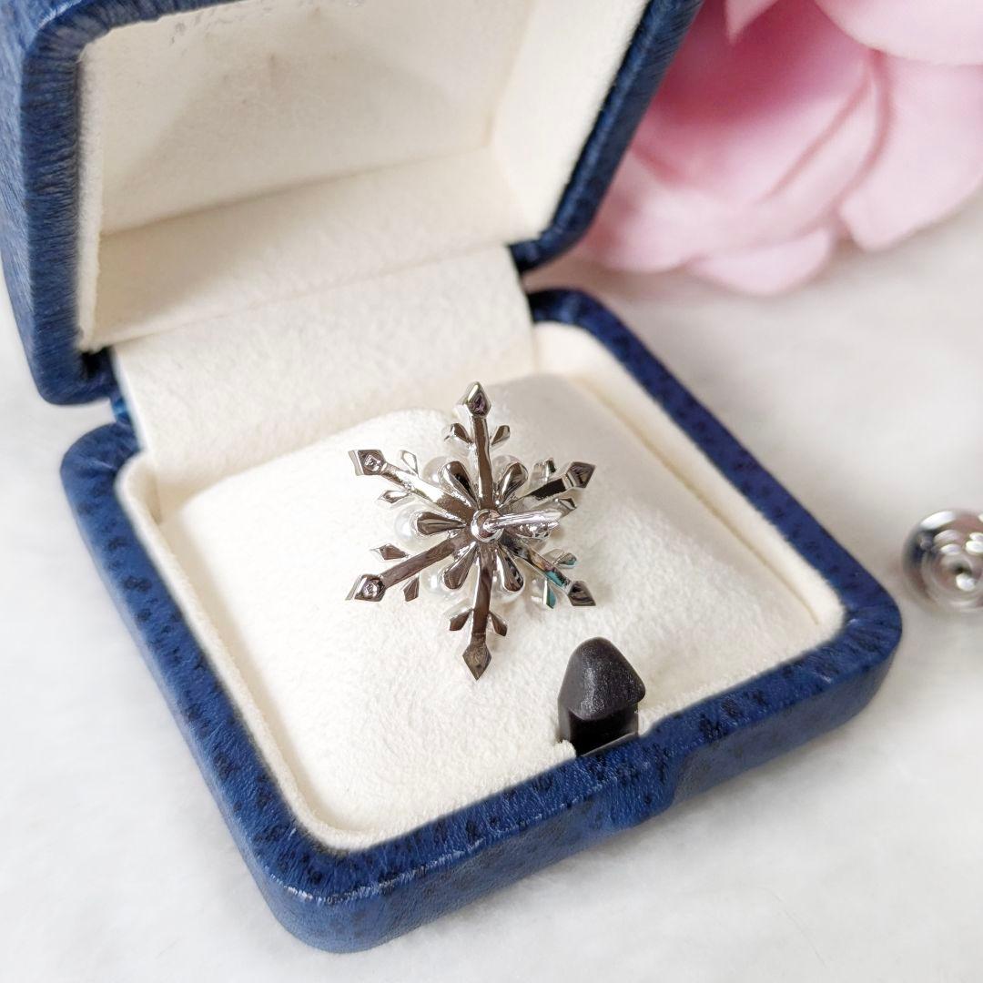 ✨ほぼ未使用✨MIKIMOTO パール7珠 ピンブローチ 雪の結晶