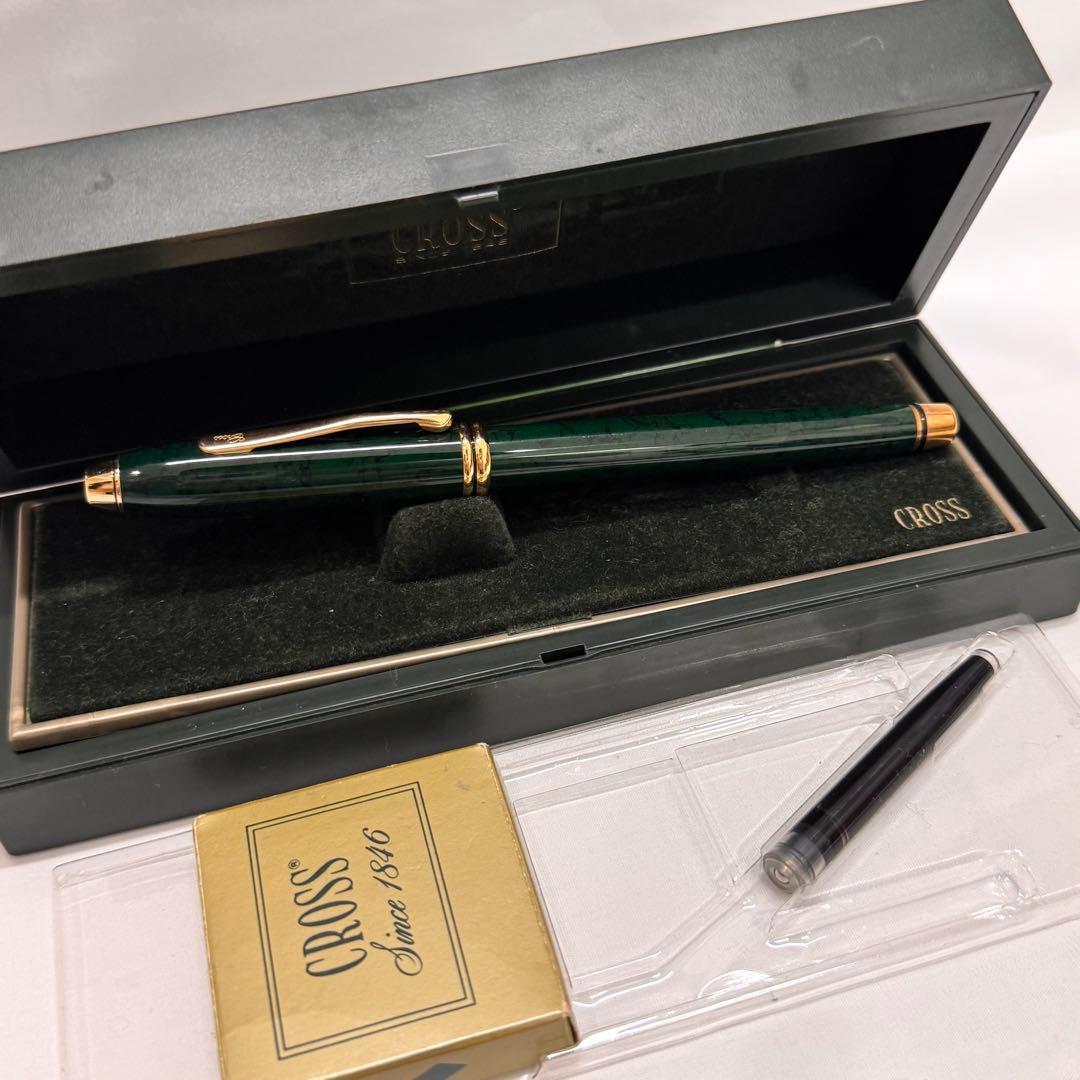 CROSS ペン先 14K 刻印 グリーンカラー クロス 万年筆 箱など全てあり