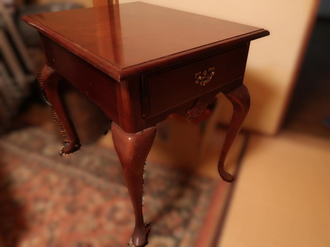 サイドテーブル　コンソール　引出し付き　猫脚　アンティーク風