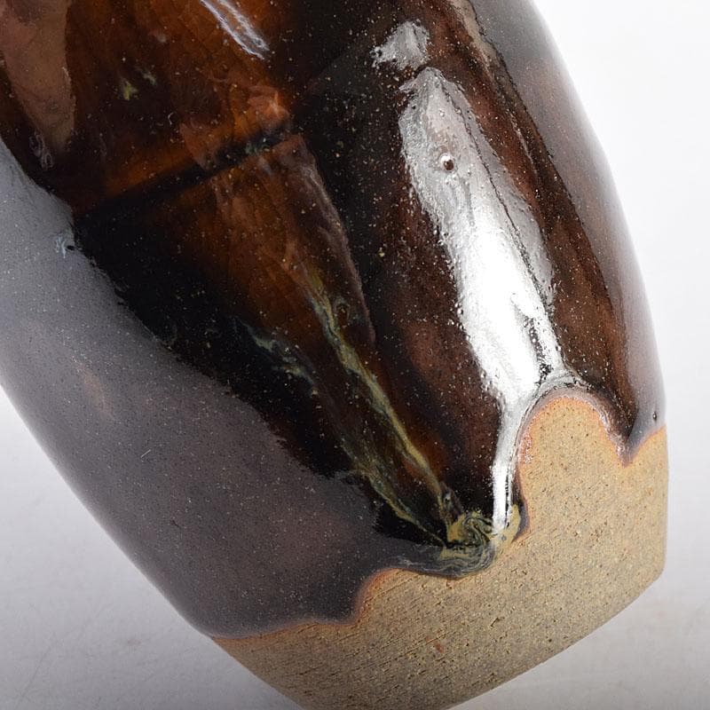 茶道具　膳所焼　陽炎園造　淡海ぜぜ　茶入　仕覆付　共箱　V　7959