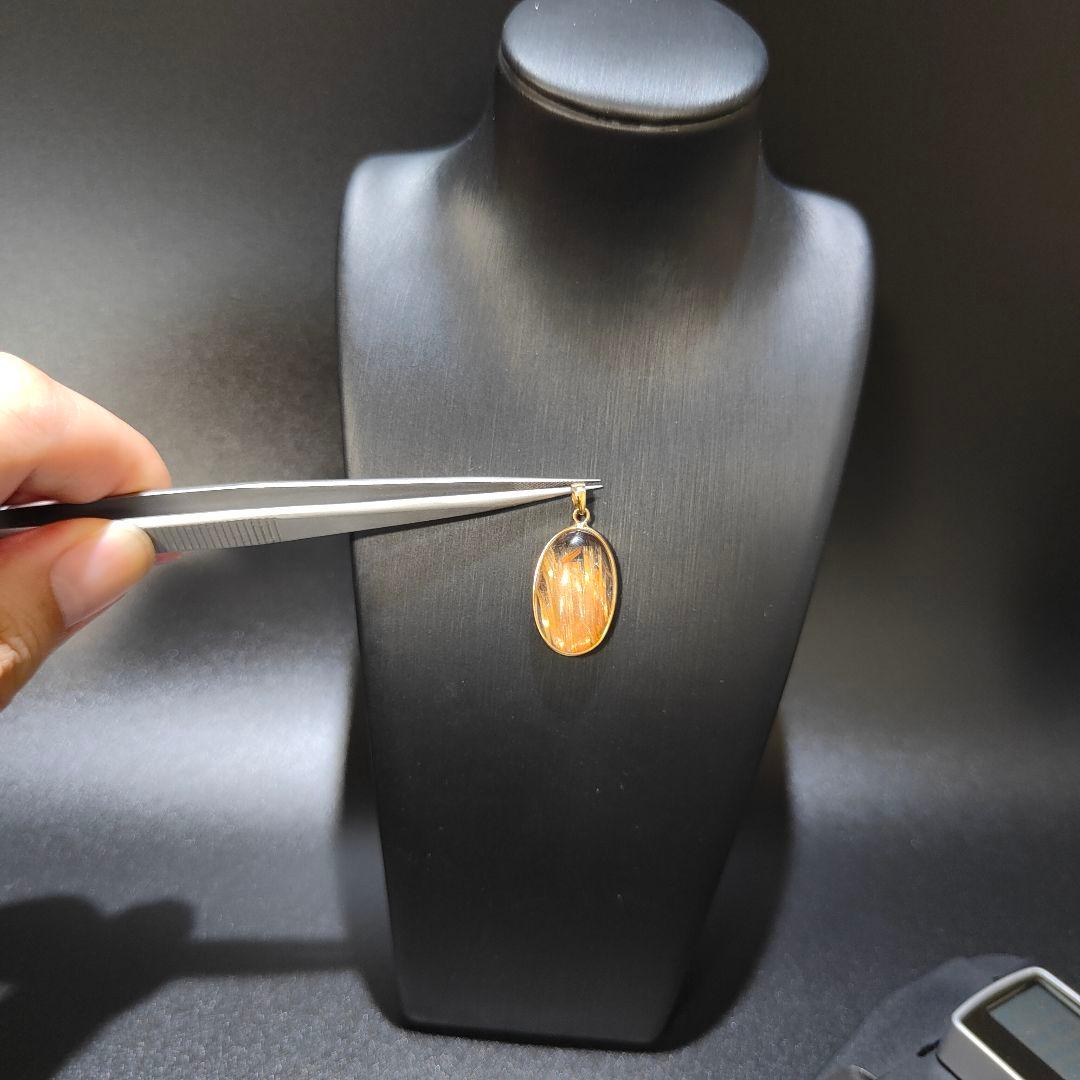 3 ルチルクォーツ　18金　ペンダント　金針水晶　天然石　金運　風水　水晶　財運