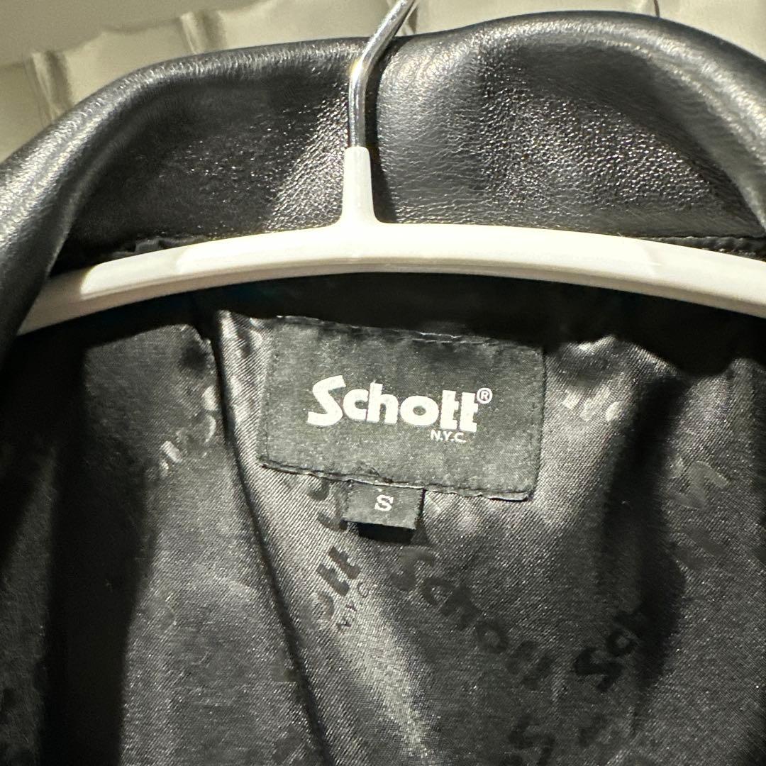 Schott ブラック レザー シングルライダース S