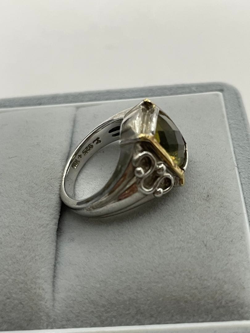 k18 silver925 ペリドットリング　天然石　10号