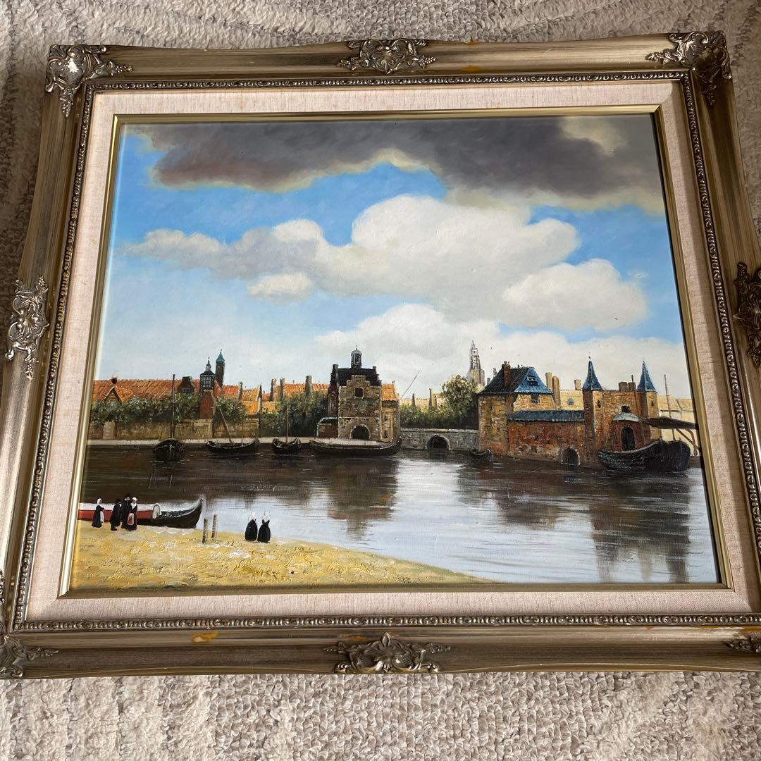 フェルメール　デルフトの眺望複製画　額縁