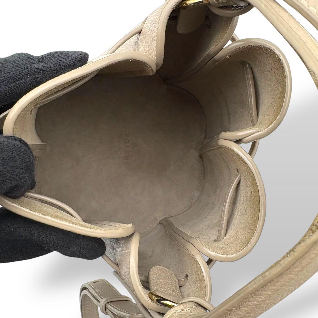 専用 ポレーヌ ショルダーバッグ カヌレバッグ 斜め掛け レザー グレー系