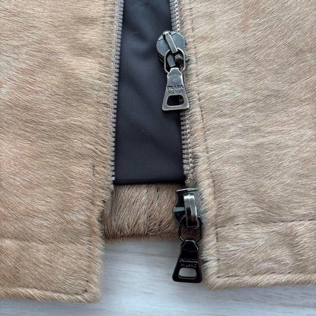 CASUAL プラダ　PRADA ハラコJKT レザーJKT ファー付き