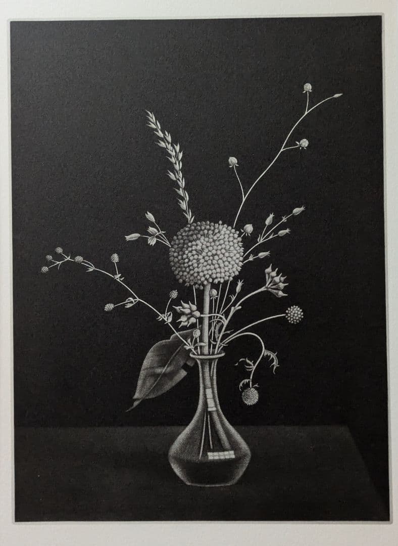 q長谷川潔の500部限定作品 「瓶に挿した種草」真作保証