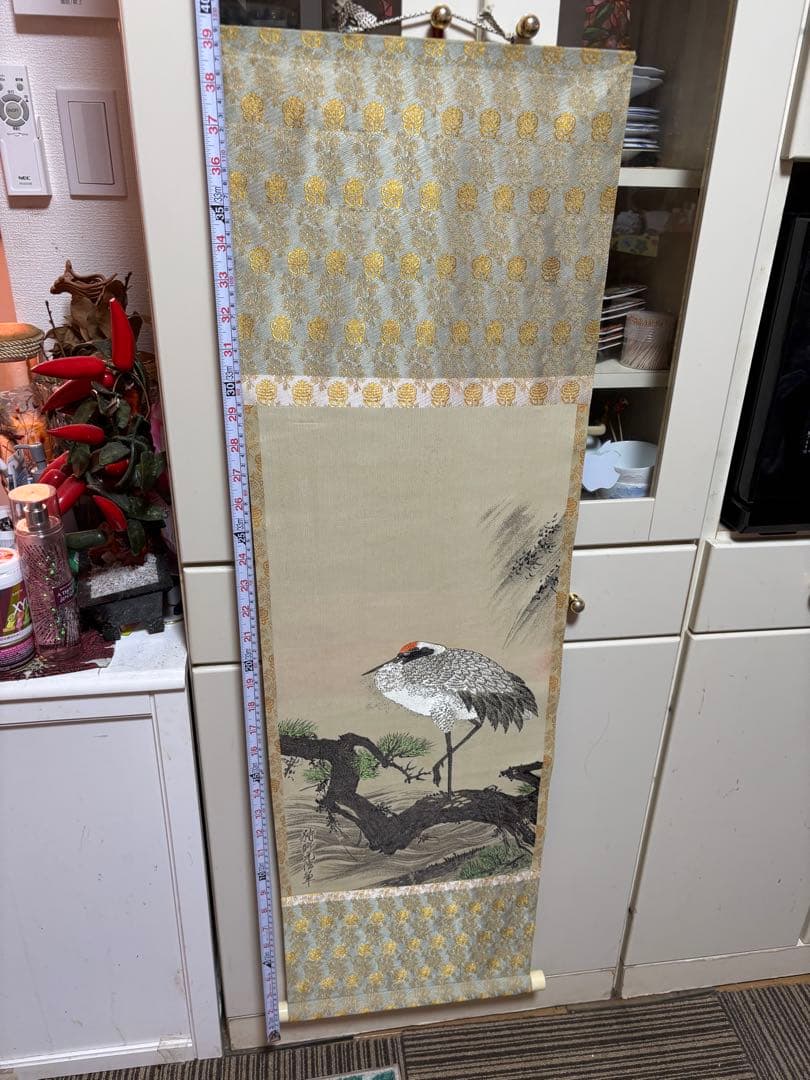 鶴の絵柄 掛け軸 JAPAN VINTAGE HANGING SCROLL
