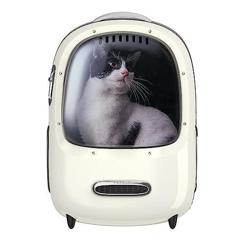 PETKIT猫用キャリーバッグ ペット 通気性 飛び出し防止(クリームホワイト)