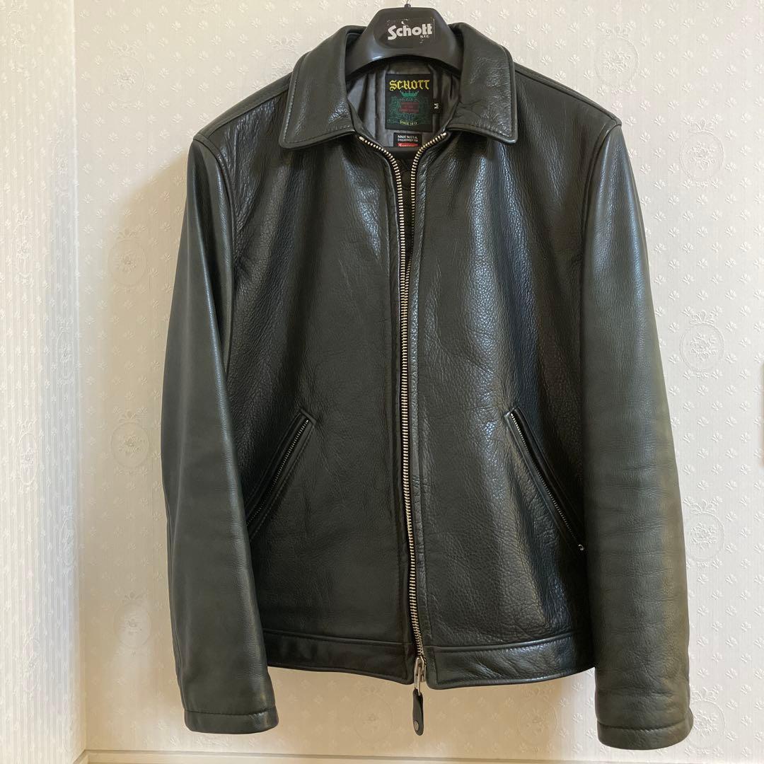 Schott /Supreme ブラック レザー シングルライダース M