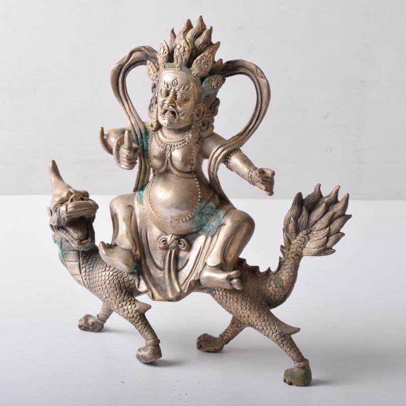 仏教美術　白銅　チベット仏　ヴァジュラパーニ　金剛手菩薩　仏像　V　7735