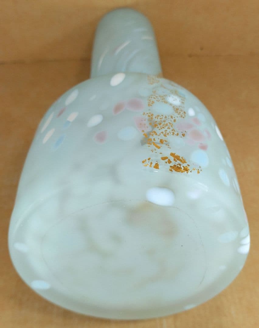 【本物保証】藤田喬平 手吹 金彩 花瓶(砧形,水色,白,金彩) 共箱 栞 極美品