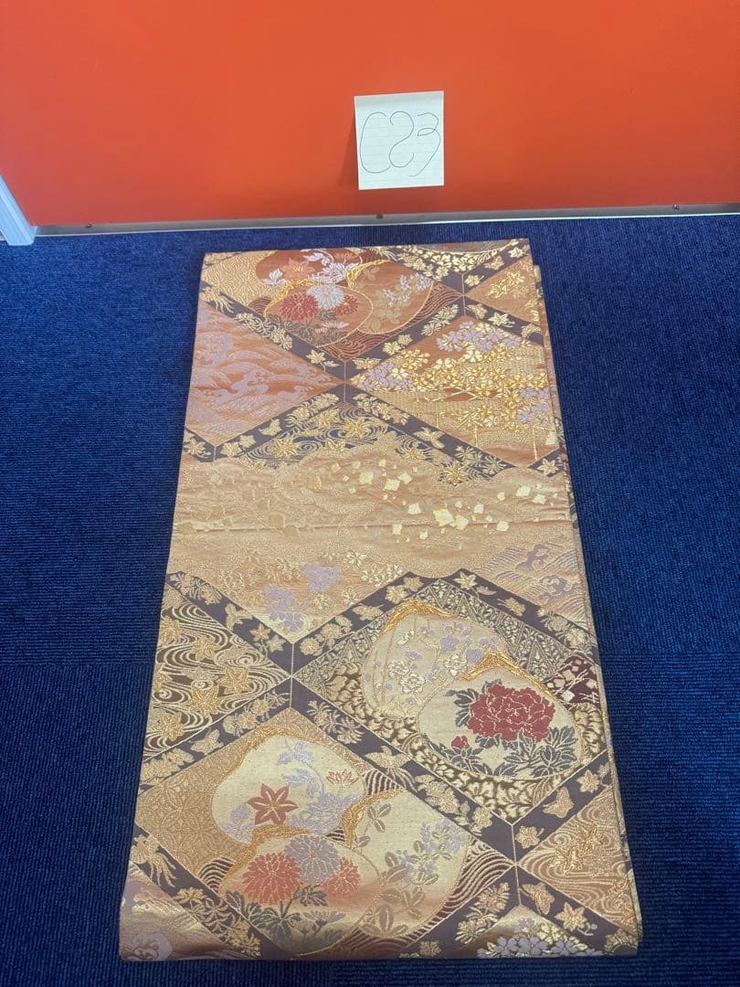 2702 袋帯 古代彫金紋 西陣織 金糸　高級上質上品　約440cm 未使用