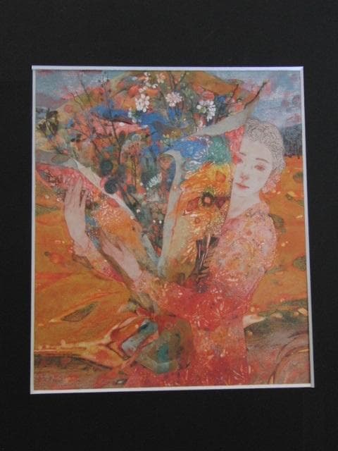 宮北千織、【惜春】、希少な額装用画集より、新品額装付、状態良好