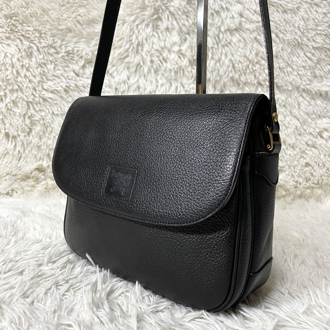 【美品】Burberry バーバリー　ショルダーバッグ　レザー　ブラック　黒
