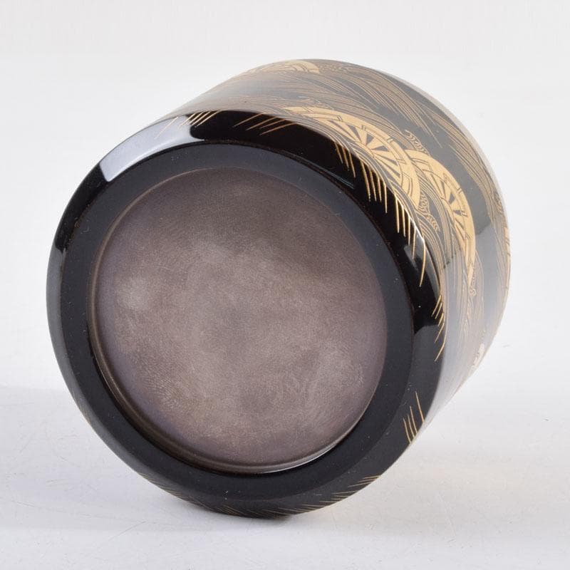 はるこ　茶道具　塗師川瀬表完作　源氏車蒔絵雪吹茶入　共布共箱　V　8966