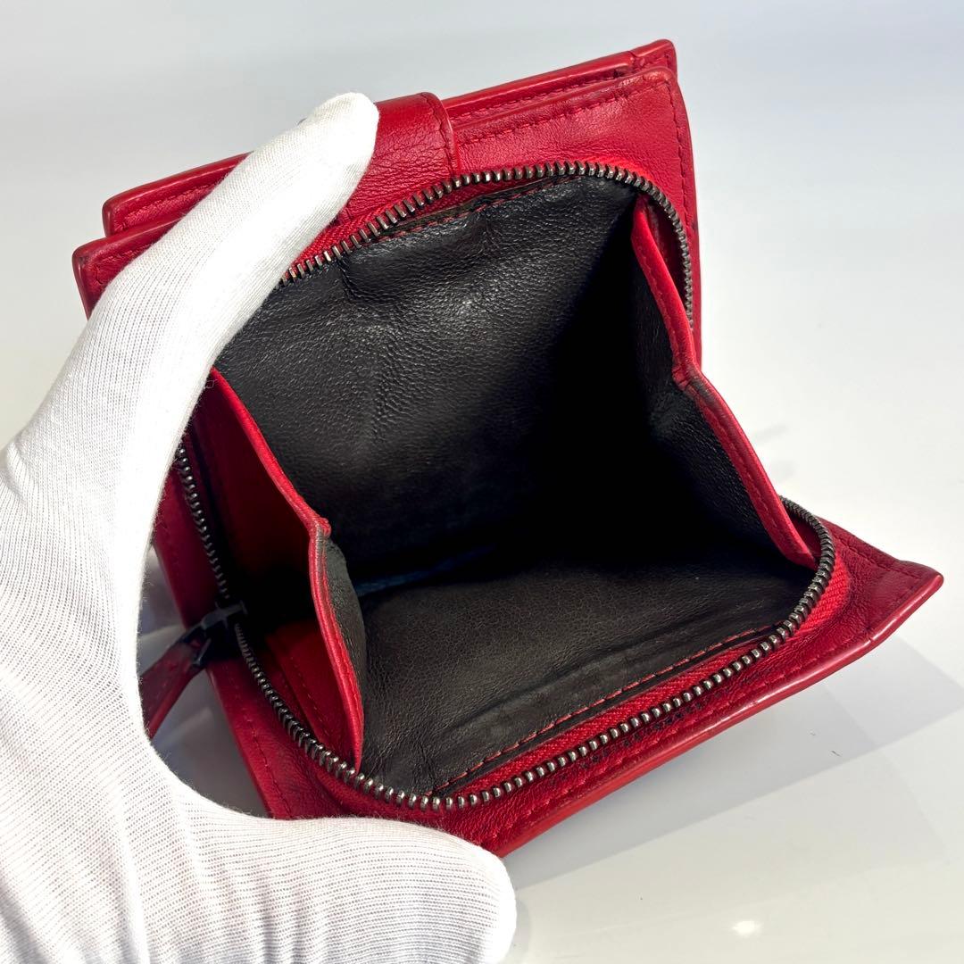 ボッテガヴェネタ イントレ 二つ折り レッド コンパクト ラウンドファスナー