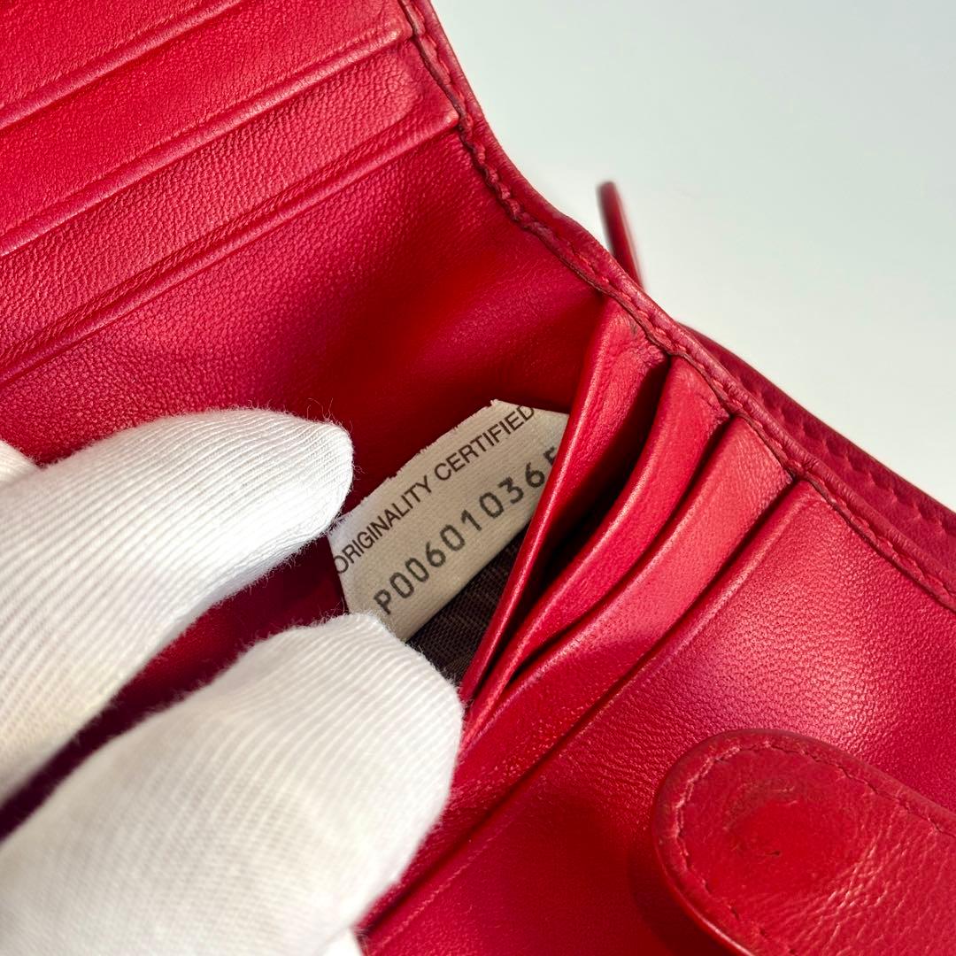 ボッテガヴェネタ イントレ 二つ折り レッド コンパクト ラウンドファスナー