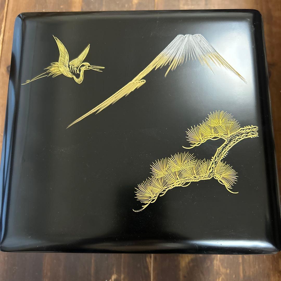 輪島塗　沈金　高級漆器　二段重　鶴　富士　松　会津塗　山中漆器　伝統工芸　天然木