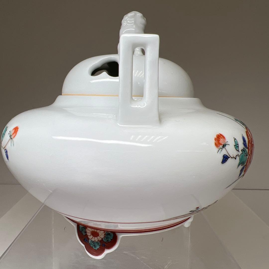 十三代　酒井田柿右衛門　錦牡丹文香炉　共箱　東Y8-0105☆2Fトヒカ