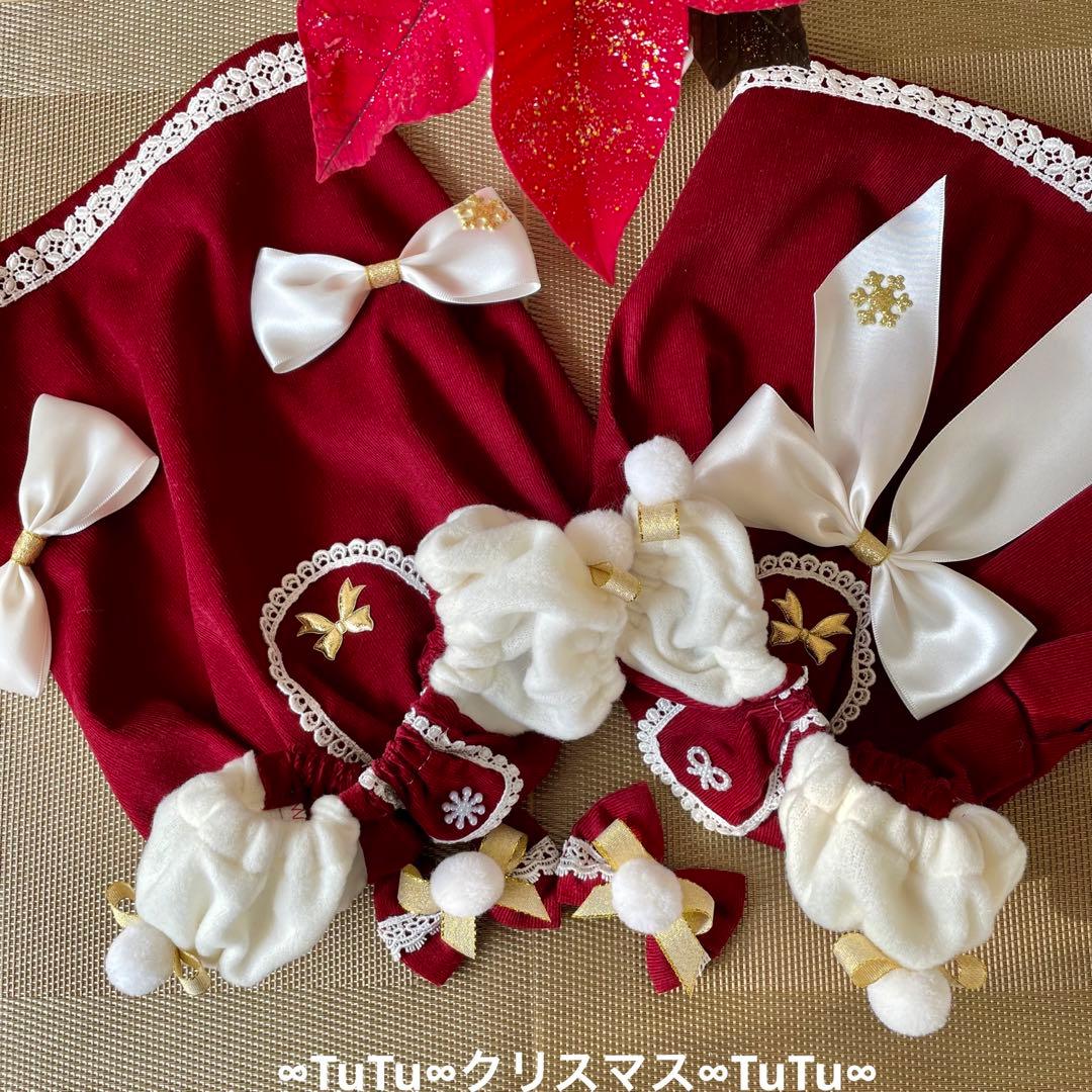 おしゃれさんワンピース　∞TuTu∞  クリスマス　犬服　ハンドメイド