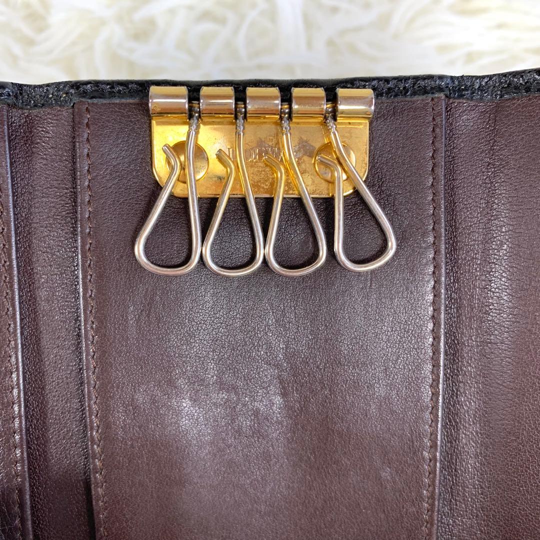 【付属品完備】ロエベ キーケース ケース アナグラム ロゴ レザー 黒 茶