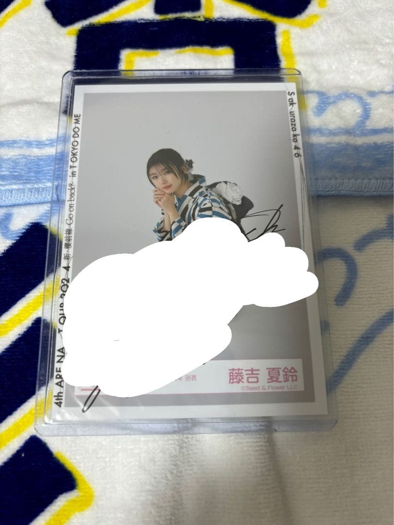 藤吉夏鈴 生写真 直筆サイン 浴衣 2024 座り 東京ドーム