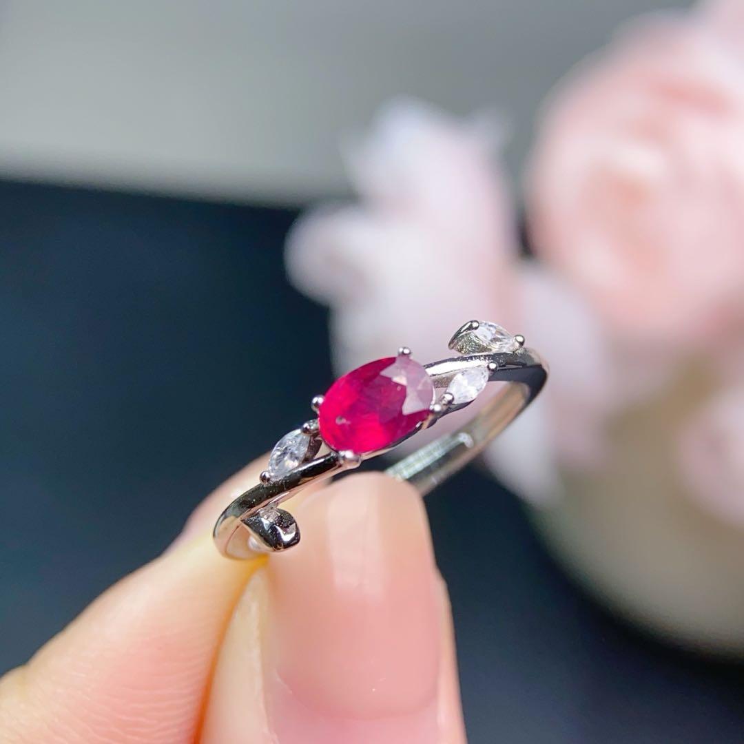 天然ルビー リング 上品な赤色｜S925 シルバー（ホワイトカラー）