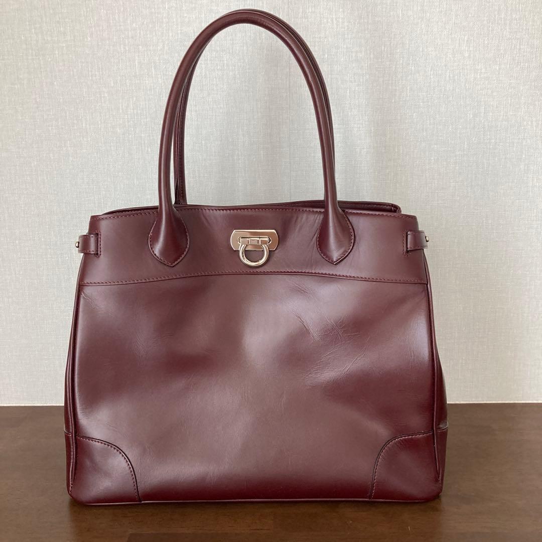 傳濱野（皇室御用達）クラッシックトートバッグ　ボルドー